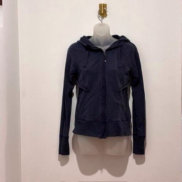 Lululemon Full Zip Vented Scuba Sweatshirt Chambray Heather Navy Womens Size 6 - Picture 3 of 14